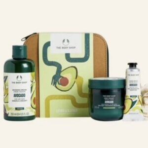 4pc New The Body Shop Lather & Slather Avocado Gift Case Set Ltd. Edition